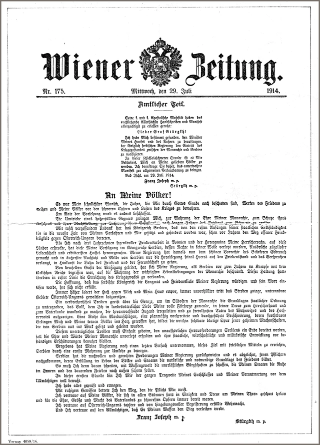 "An meine Völker" - Kaisermanifest in der Wiener Zeitung