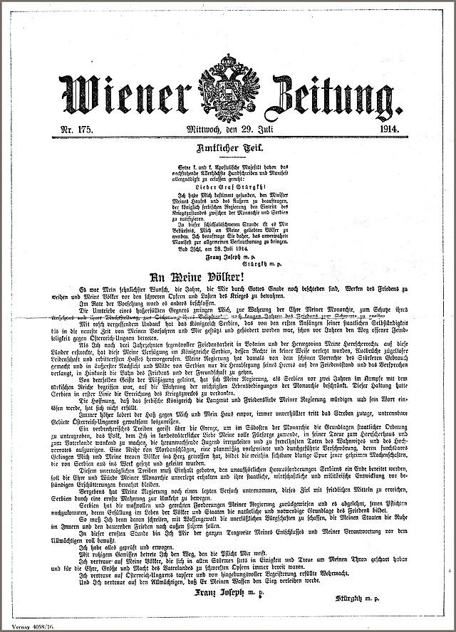 "An meine Völker" - Kaisermanifest in der Wiener Zeitung
