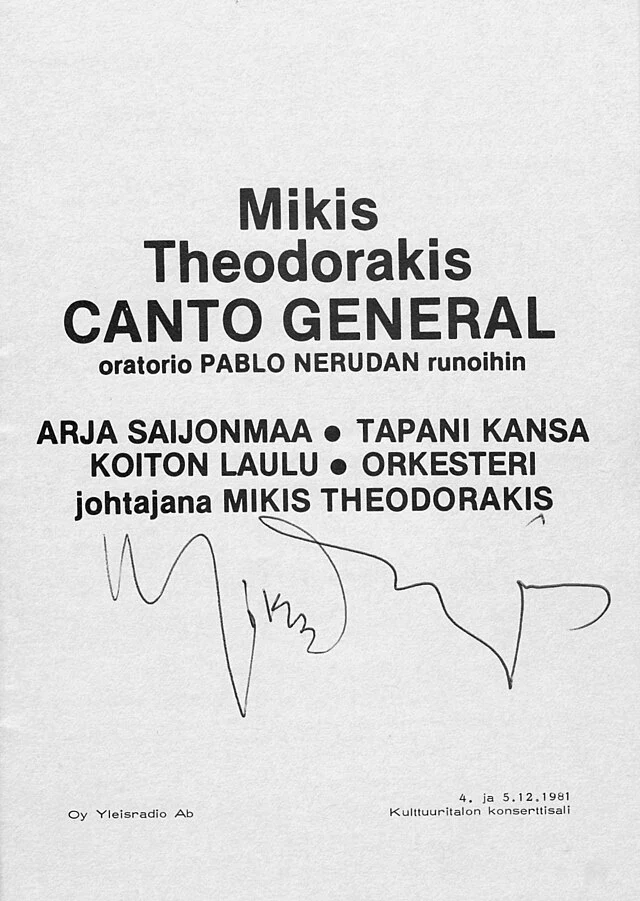 Programmcover des Canto General.