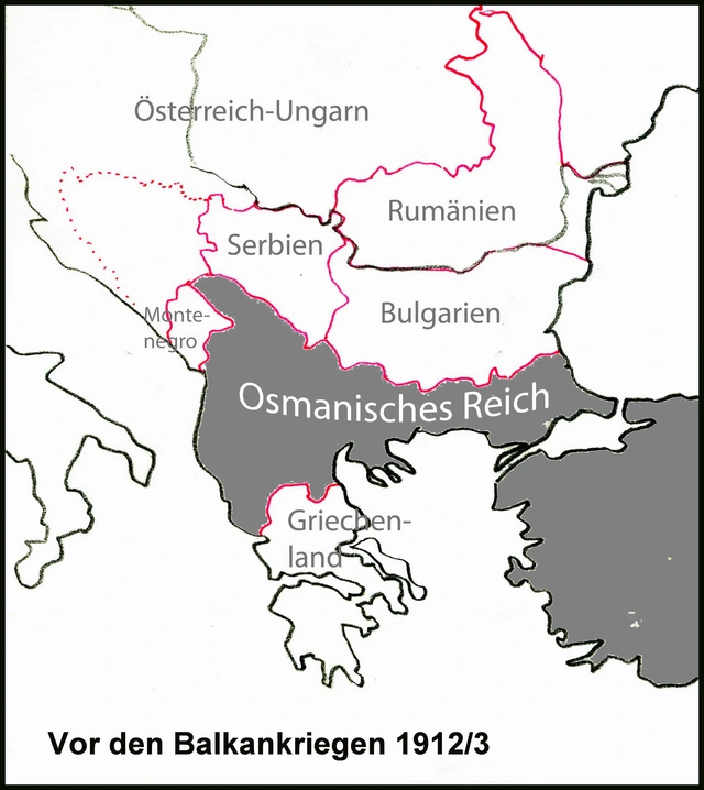 Balkanhalbinsel vor den Balkankriegen - Landkarte