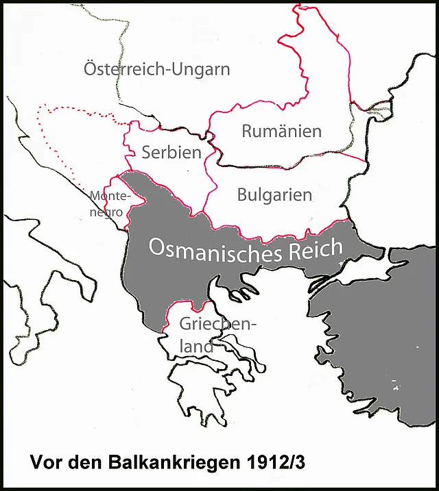 Balkanhalbinsel vor den Balkankriegen - Landkarte