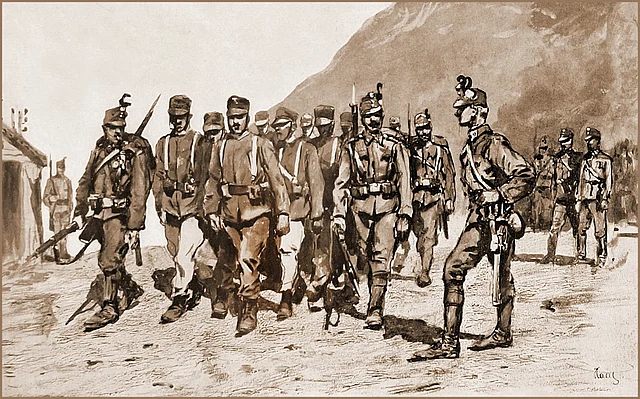 Kaiserjäger bringen erste italienische Gefangene ein