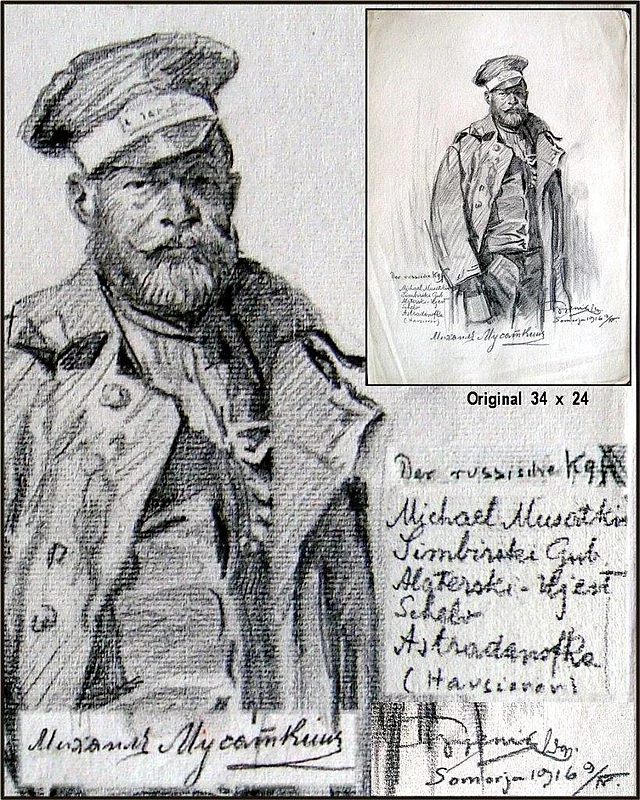 Portraitzeichnung Michael Musatkin - russischer Kriegsgefangener
