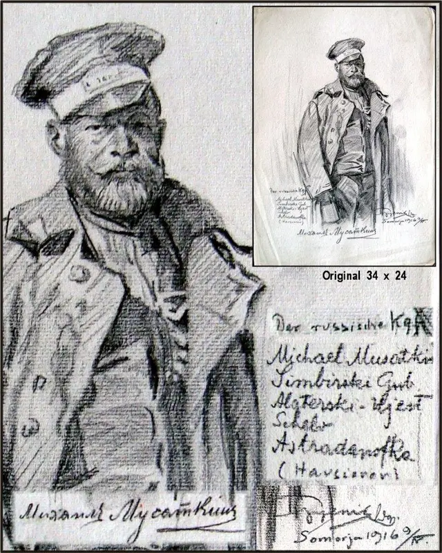 Portraitzeichnung Michael Musatkin - russischer Kriegsgefangener