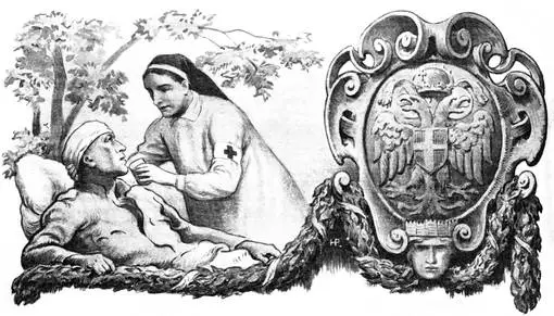 Pflege verwundeter Soldaten durch Ordensschwester