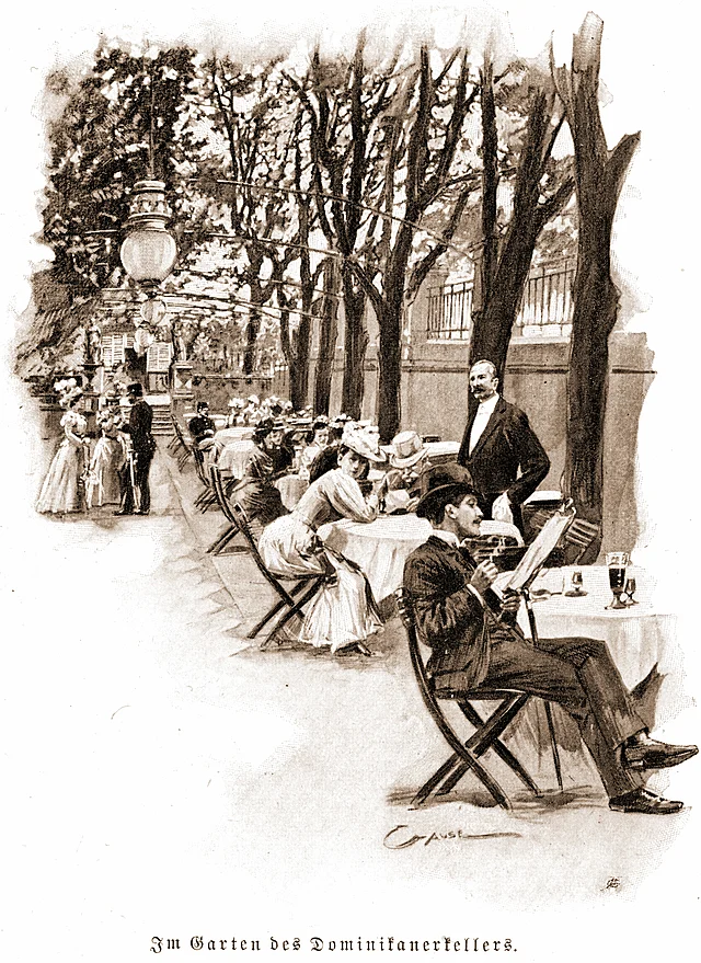 Im Garten des Dominikanerkellers in Wien - Graphik