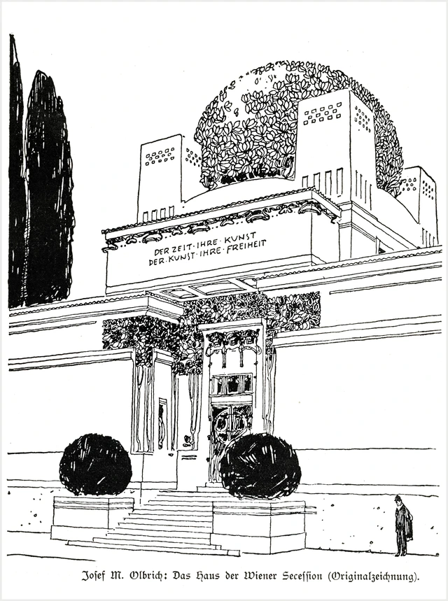   Secession in Wien   Joseph Maria Olbrich, Originalzeichnung. In: Ludwig Hevesi. Österreichische Kunst 1848-1900, Leipzig 1903, S. 283.