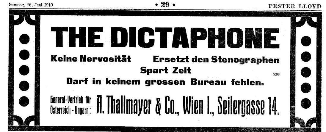 Werbeanzeige für das „Dictaphone“