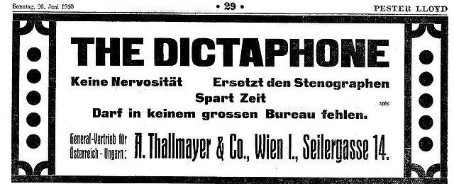 Werbeanzeige für das „Dictaphone“