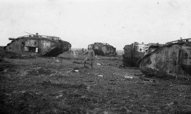 Zerstörte britische Tanks 