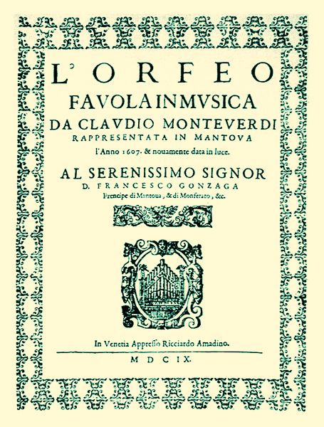 <p>Titelseite von L’Orfeo, 1609</p>