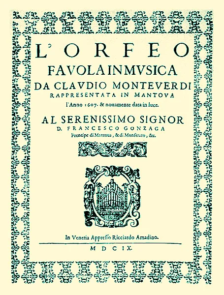 <p>Titelseite von L’Orfeo, 1609</p>