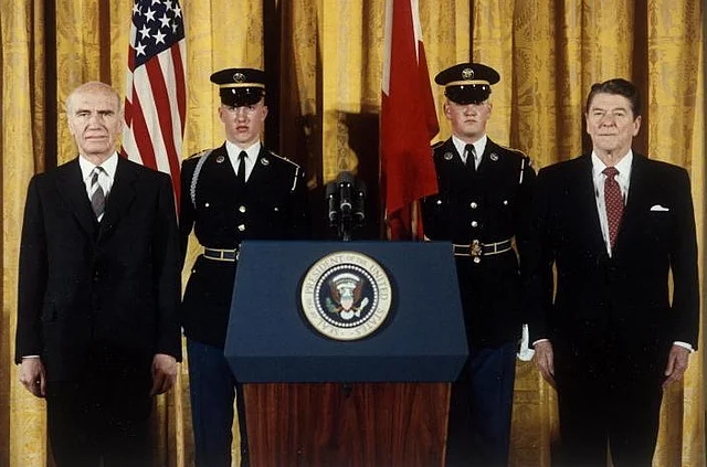 Bundespräsident Kirchschläger und US-Präsident Reagan