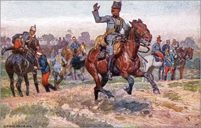 Patriotische Postkarte - Ein Moment im Manöver