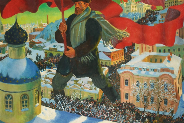 Der Bolschewik - Gemälde von Boris Michailowitsch Kustodijew 1920