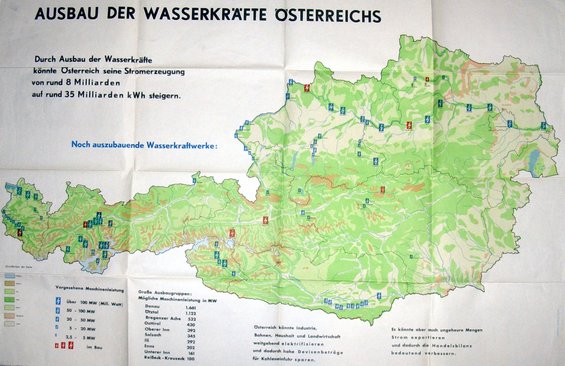 Österreichkarte mit möglichen Wasserkraftwerksprojekten
