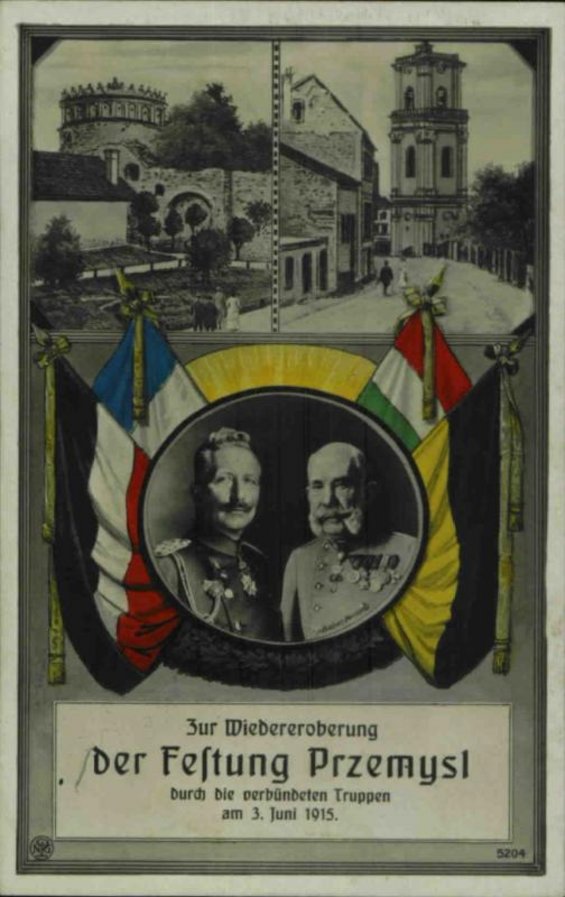 Propaganda-Ansichtskarte zur Rückeroberung der Festung Przemysl
