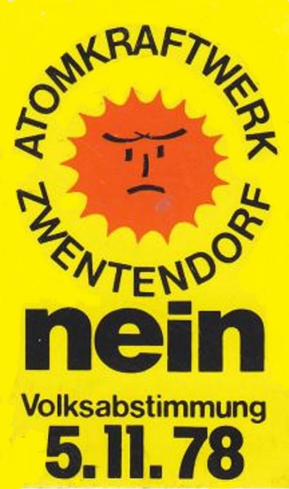 Das wohl bekannteste Anti-Atom-Symbol - Die strahlende Sonne.