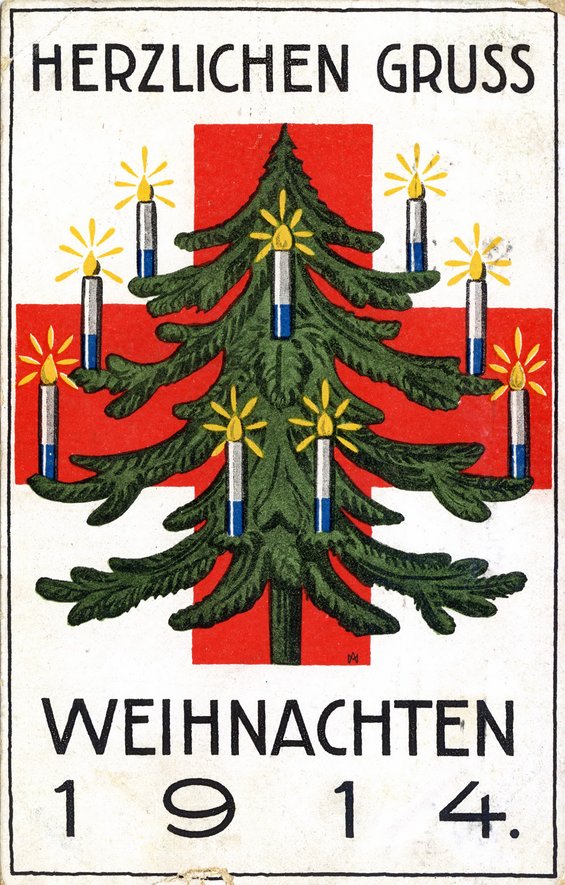 Weihnachtskarte im Jahr 1914 des Roten Kreuzes