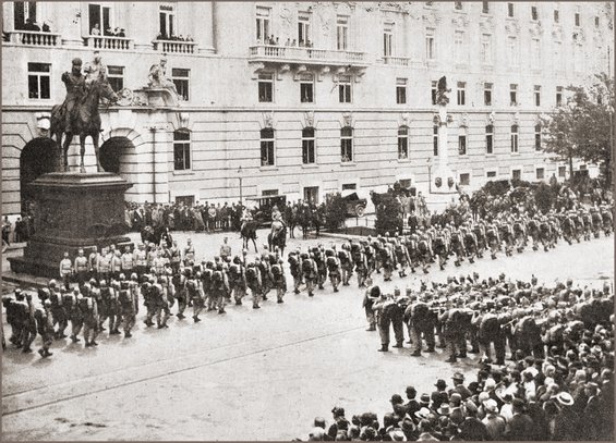 Abschied eines Infanterieregimentes vor dem Kriegsministerium