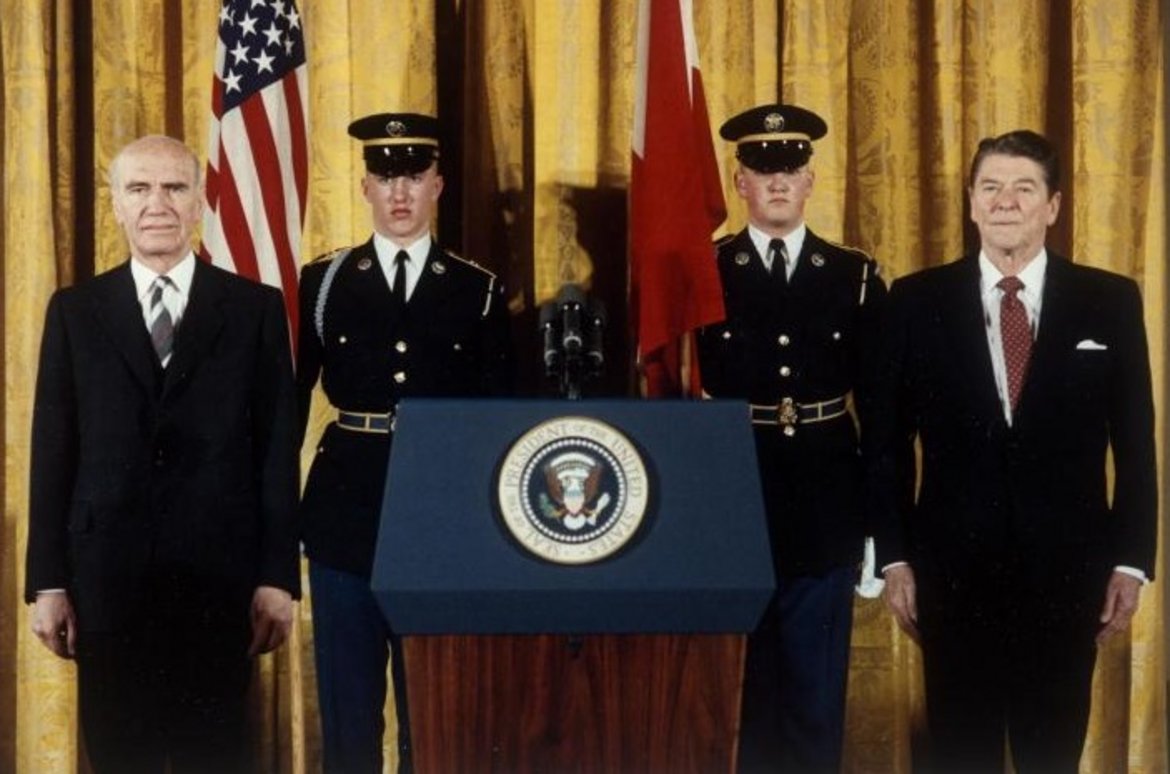 Bundespräsident Kirchschläger und US-Präsident Reagan