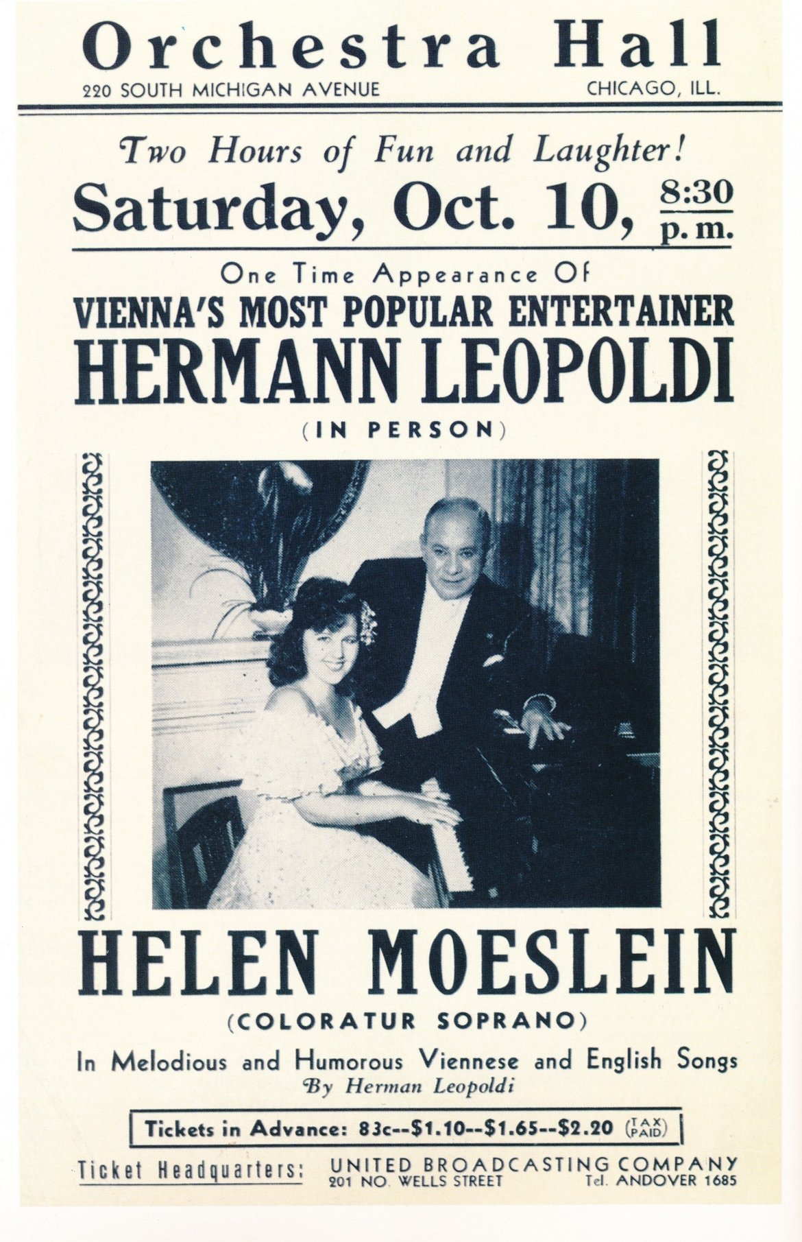 Veranstaltungsankündigung Hermann Leopoldi