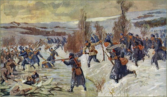 Der Kampf auf dem Eise der Latorcza am 28. Dezember 1914