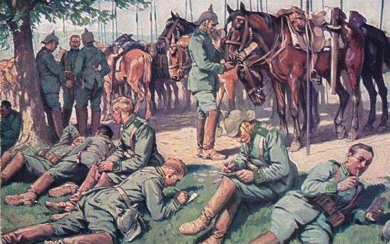Deutsche Kavallerie bei der Rast