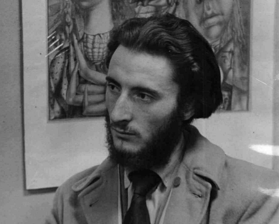 Ernst Fuchs vor einem seiner Bilder