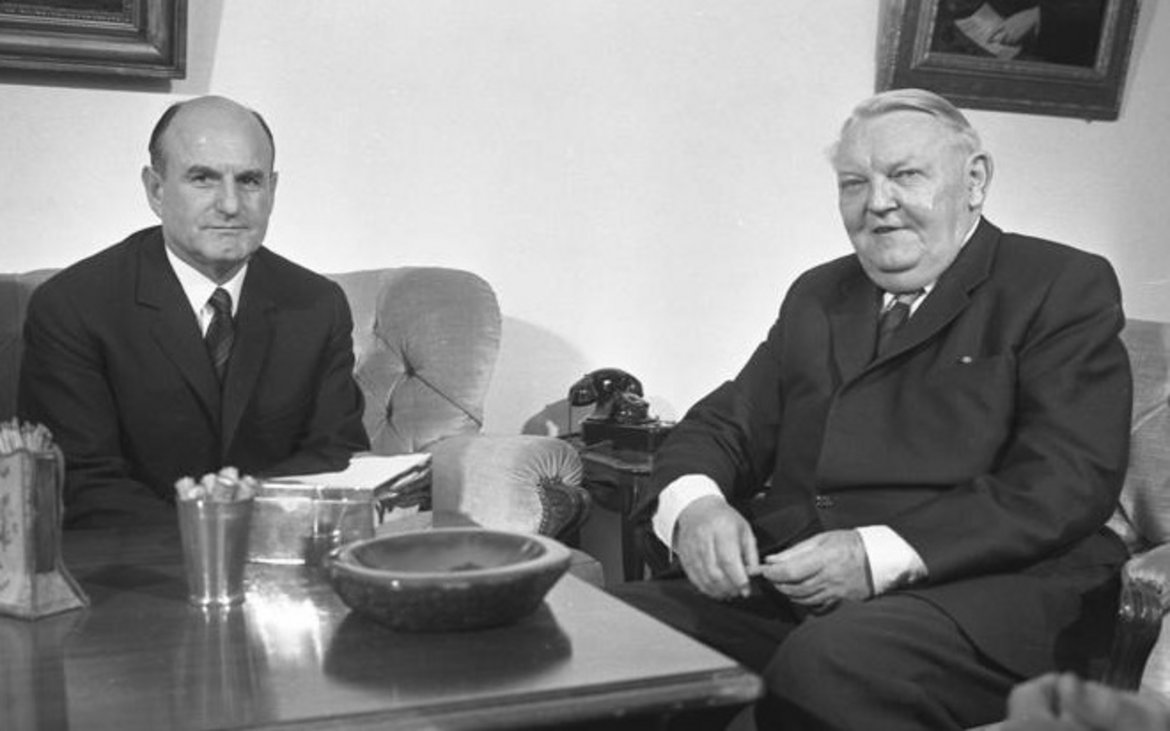 Bundeskanzler Josef Klaus und BRD-Bundeskanzler Ludwig Erhard, 1965